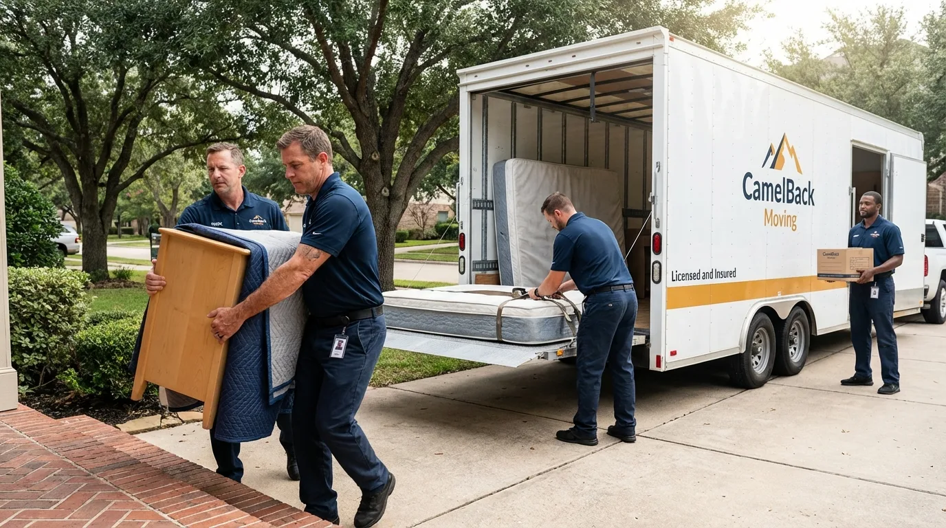 Crew loading residential truck for cross-state move from Springfield Gardens, NY